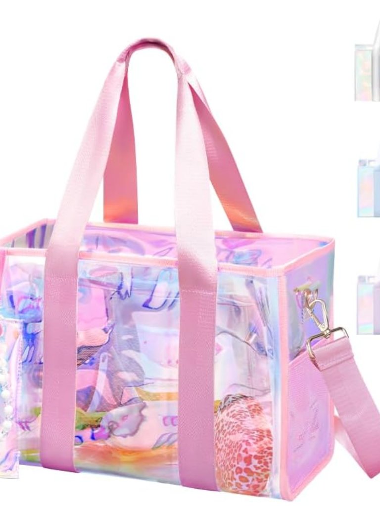 Beach Bag 26l Large Iridescent Waterproof Jelly Tote Bag For Women With Zipper &